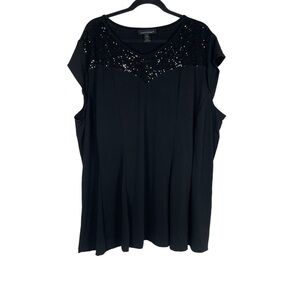 Lane Bryant Black Sequin Top 26/28 *B0038‎